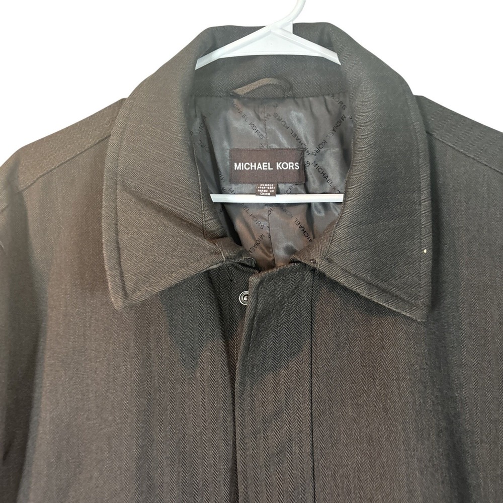 Michael Kors Mens Charcoal Herringbone Full Zip Lined Jacket Coat XL - Picture 8 of 16